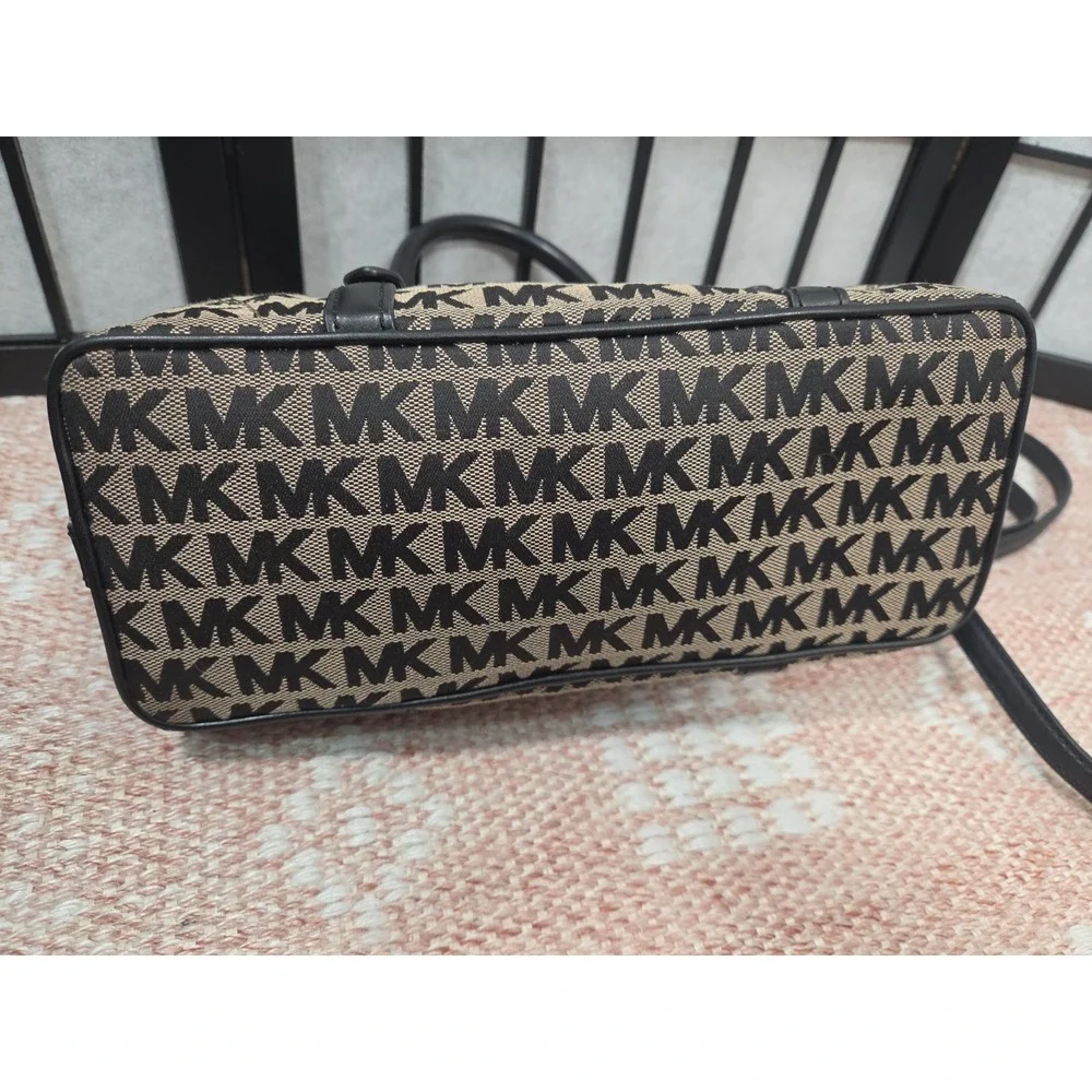 Michael Kors Monogram Brown Leather Satchel Crossbody Purse Handbag Wallet‎ Set